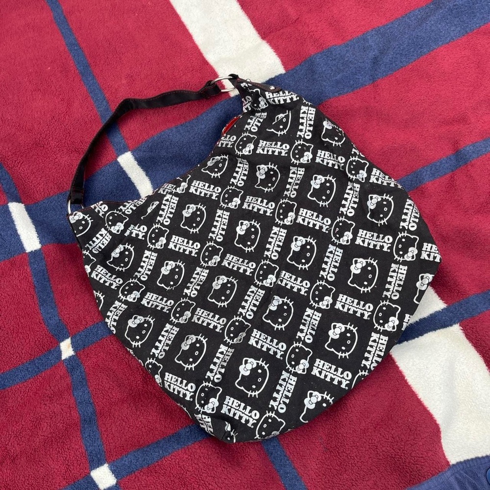 Hello Kitty Sanrio y2k black monogram hobo shoulder bag face printed M/L size